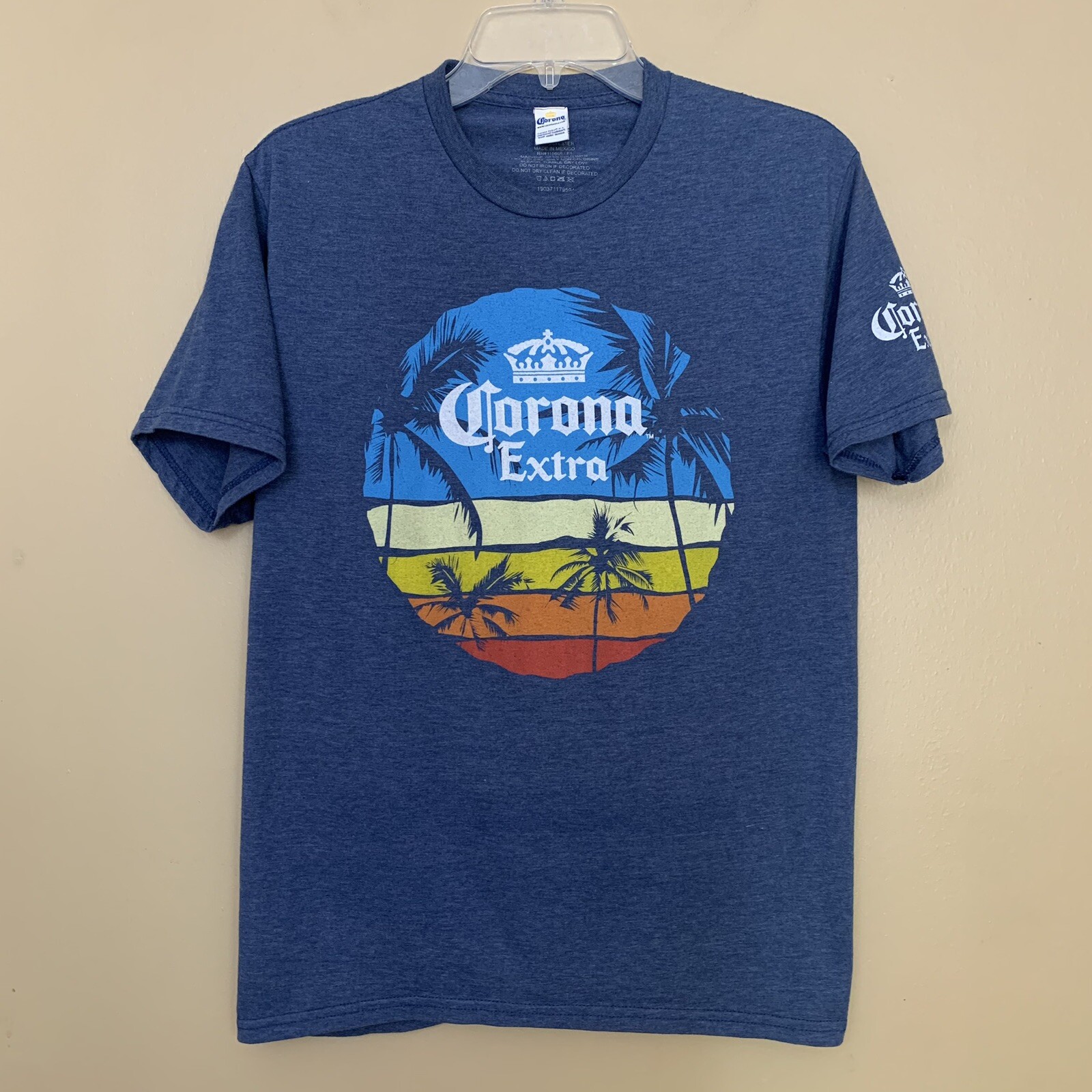 Corona Shirt Mens Medium Blue Casual Crew Neck Beach Fishing Outdoor Camp Tee gallery