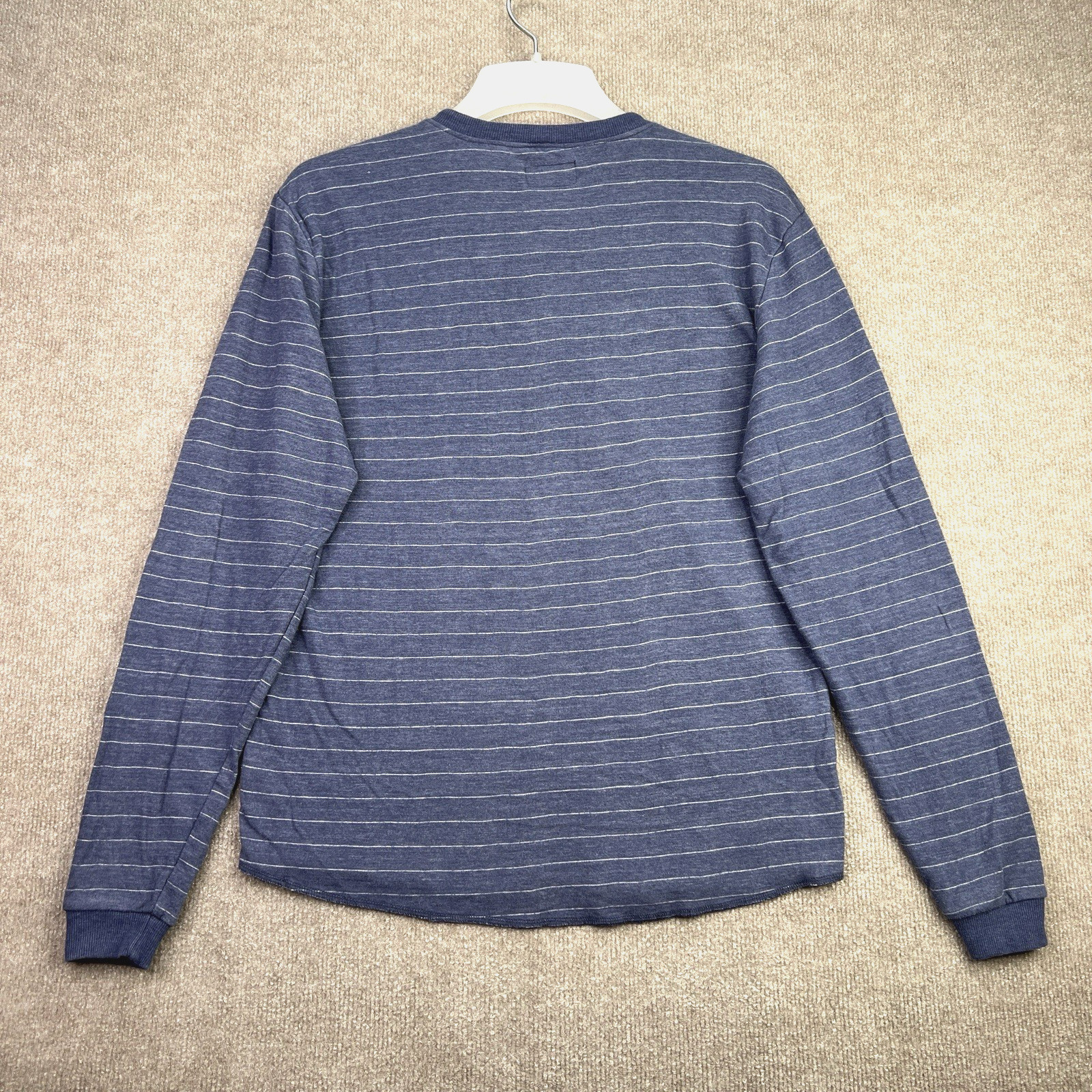 Marine Layer Mens M/L Marge Henley Shirt Blue Striped Long Sleeve Cotton gallery