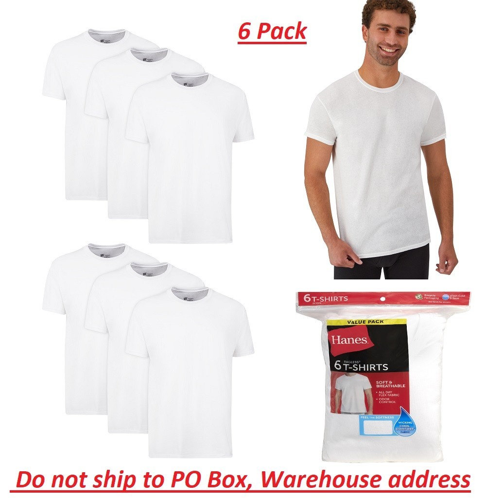 Hanes 6-Pack Tee Men's Crew T-Shirt Soft and Breathable White gallery