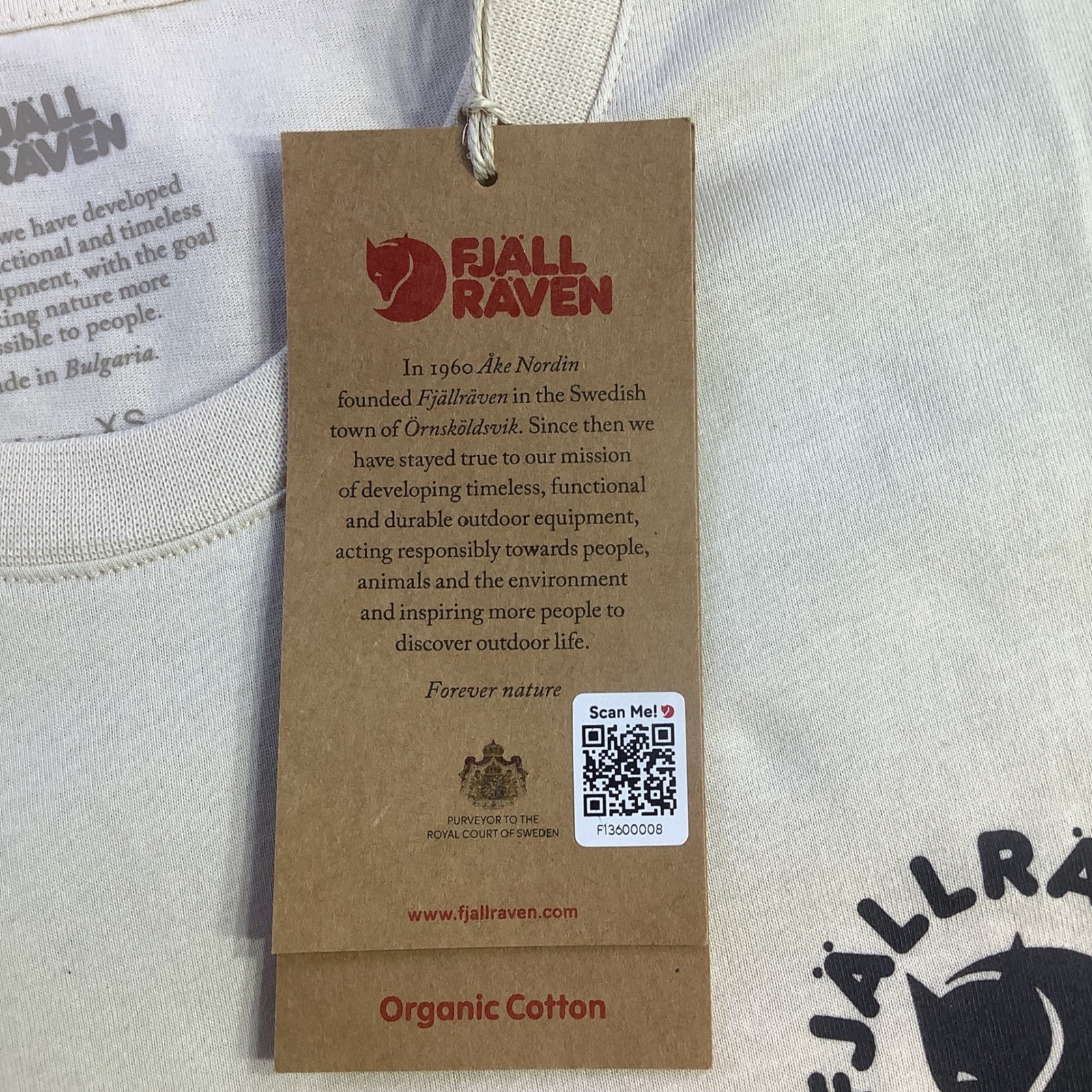 Fjallraven Kanken T-Shirt Boston Chalk White Organic Cotton Unisex Size XS NWT gallery