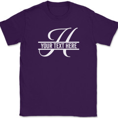 Letter H Monogram Your Text Here Custom T-Shirt Personalize Family Tee