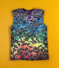 *New* Handmade Tie Dye, Men’s Spectrum Black Crinkle, Sleeveless Shirt, Sm – 2XL