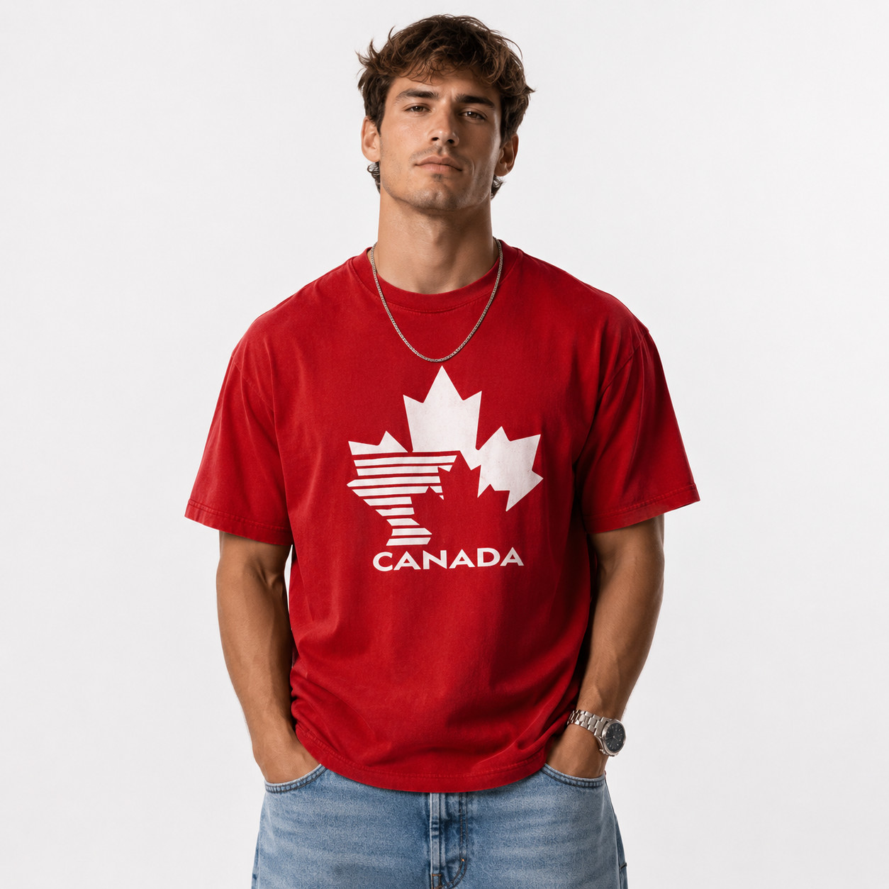 Canada Maple Leaf Graphic T-Shirt Canadian Pride Flag Style Casual Tee gallery