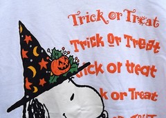 Vintage Official Peanuts Snoopy Witch Woodstock Halloween Trick Or Treat Shirt L