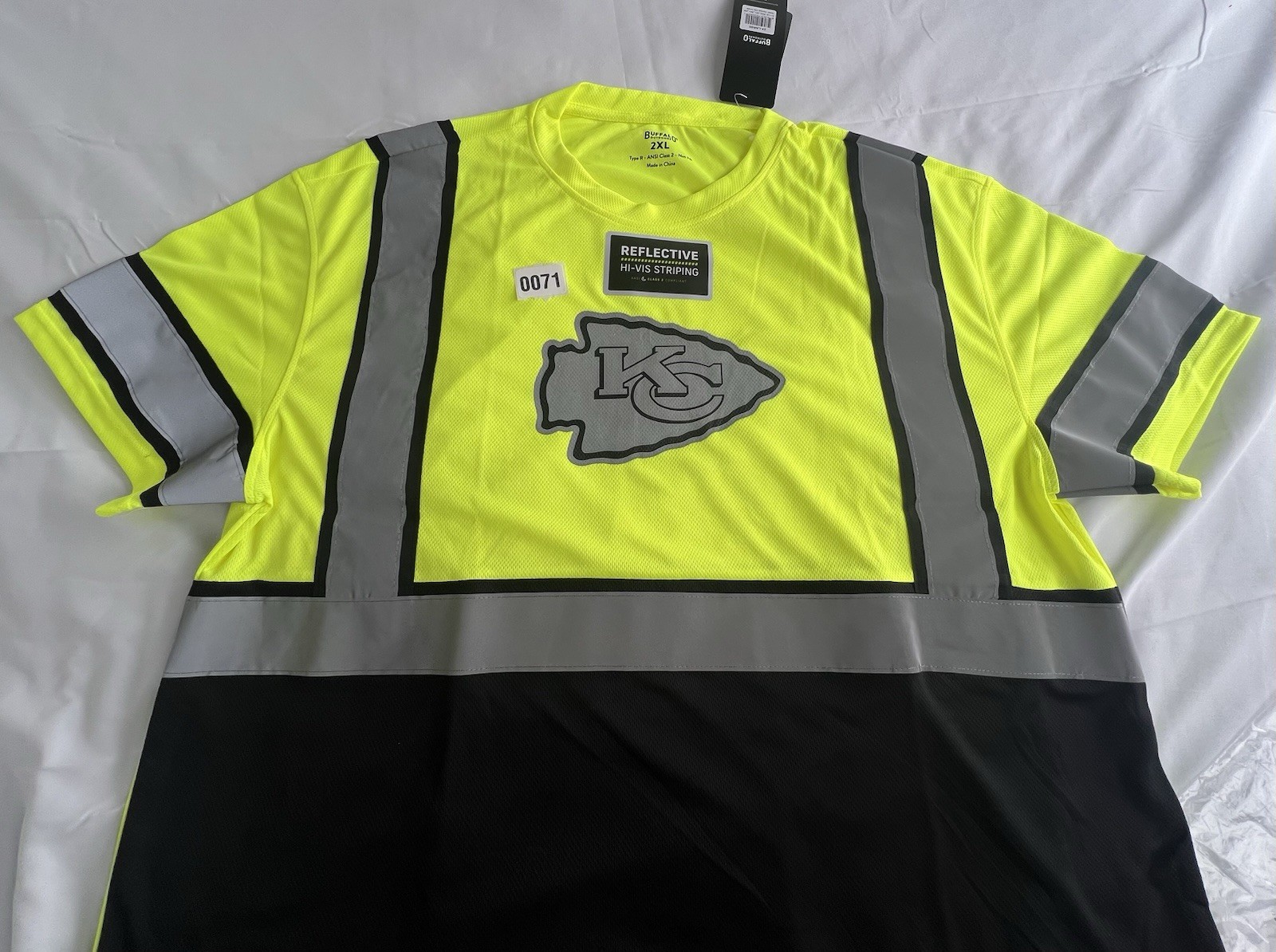 NFL Kansas City Chiefs Hi-Vis Safety T-Shirt 2XL ANSI Class 2 Reflective gallery