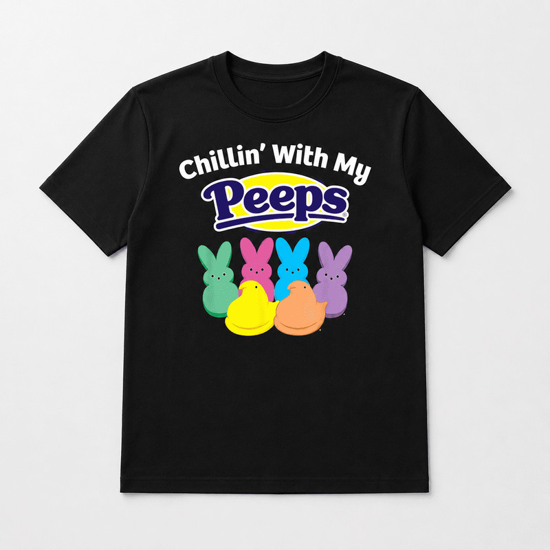 Chillin With My Peeps Funny Easter Bunny Graphic T-Shirt Spring Holiday Tee gallery