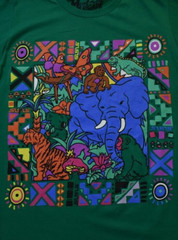 Mustache Brigade Mens Elephant, Tiger, Monkey Koala Animal Art Green Shirt New M