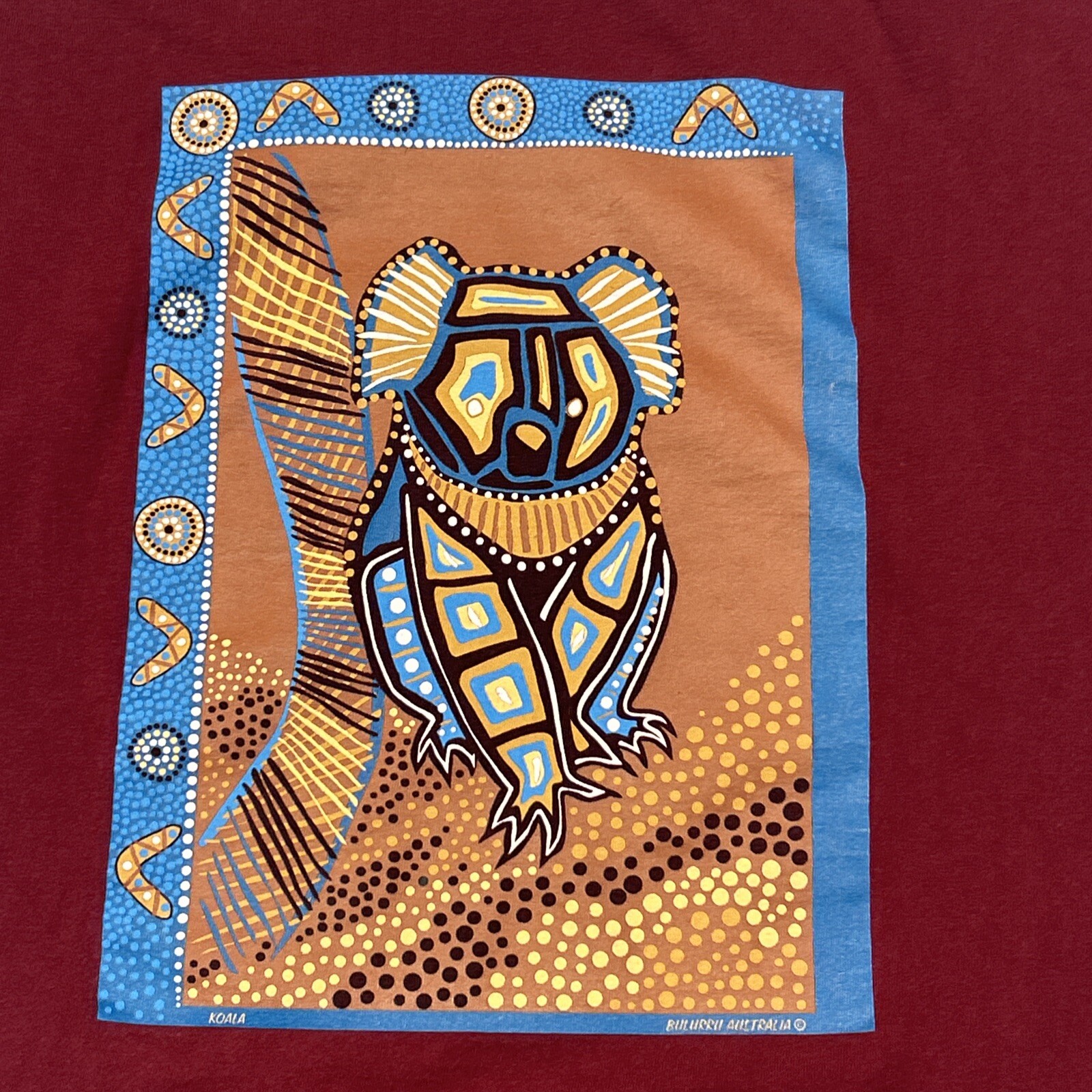 Vintage Australia Shirt Adult XL Extra Large Red Koala Tribal Animal Tee Mens gallery