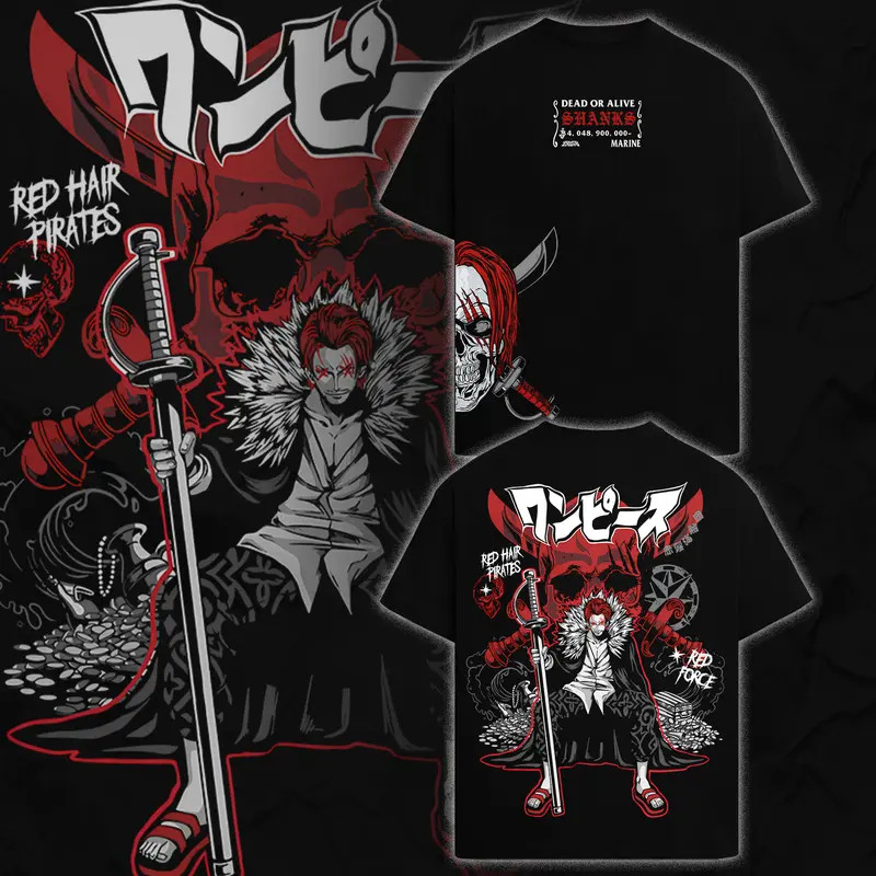 One Piece Shanks Dead or Alive Graphic Tee Dark Anime Streetwear T-Shirt