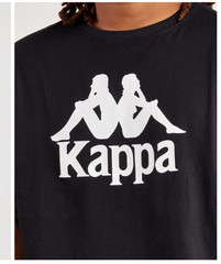 $50 KAPPA Black/White ESTESSI Regular Fit Short Sleeve Logo T-shirt Jersey NWT