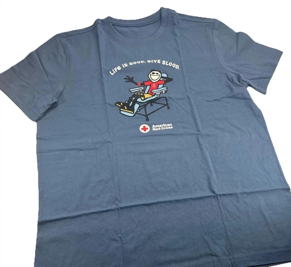 NEW 2026 Life Is Good American Red Cross Give Blood Graphic T-Shirt - Navy Color gallery