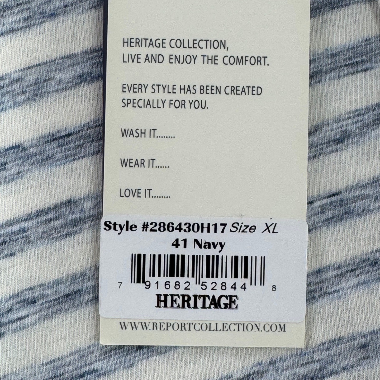 Heritage Report Collection Men XL Matt Striped Henley Shirt Navy White 286430H17 gallery