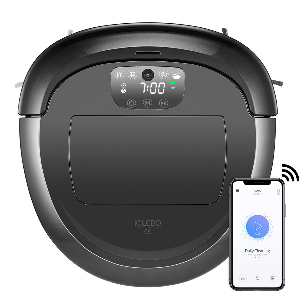 iClebo O5 Robot Vacuum Cleaner with Wi-Fi & Camera Navigation