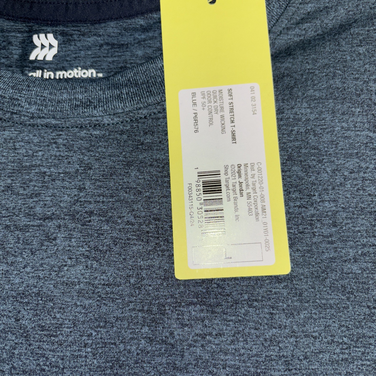 Men’s All In Motion Short Sleeve Soft Stretch T Shirt Blue Size Large NWT gallery