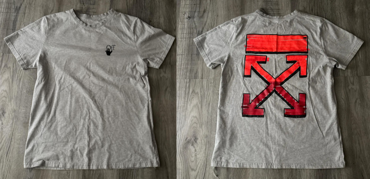 Off-White Grey Red Marker Arrow Tee Reprint Graphic Streetwear T-Shirt S-5XL