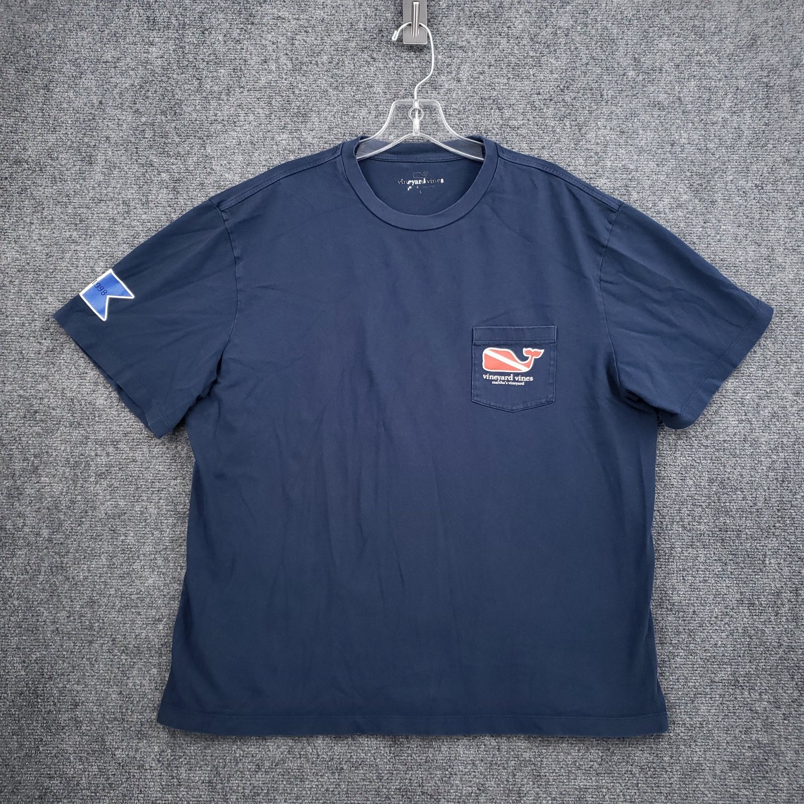 Vineyard Vines T Shirt Mens L Large Blue Pullover Short Sleeve Crew Neck Diver