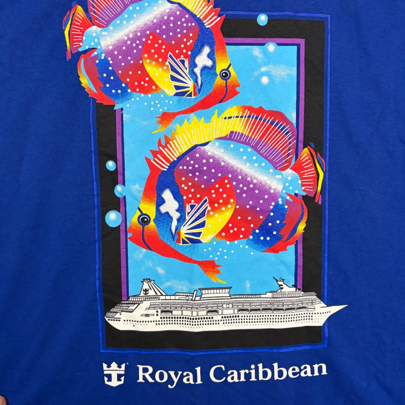 Vintage Royal Caribbean T-Shirt Adult Small Blue Fish Graphic Cotton Casual Dad gallery