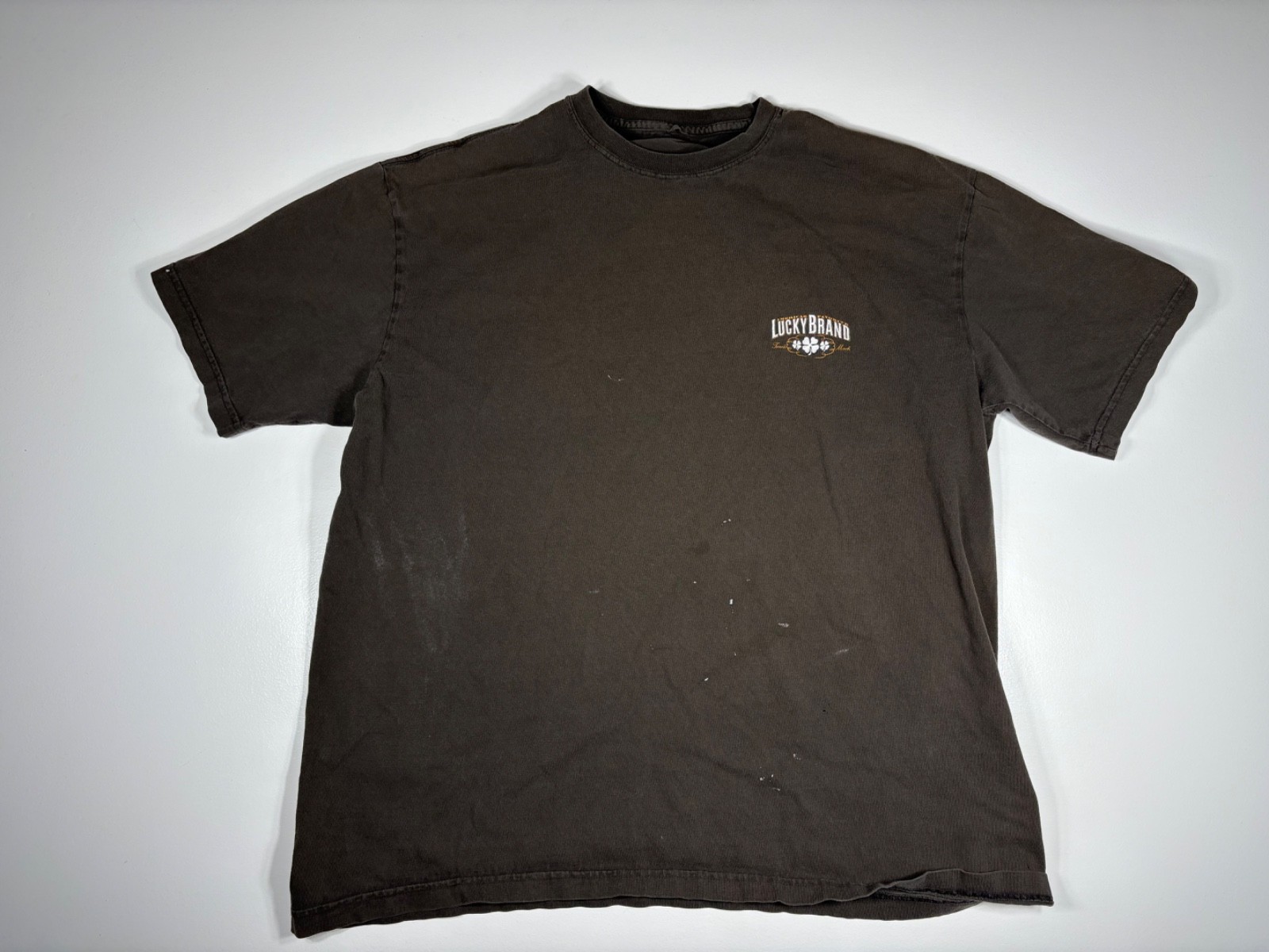 Lucky Brand T Shirt Men No Tag Brown Graphic Print Americana Distressed Workwear gallery