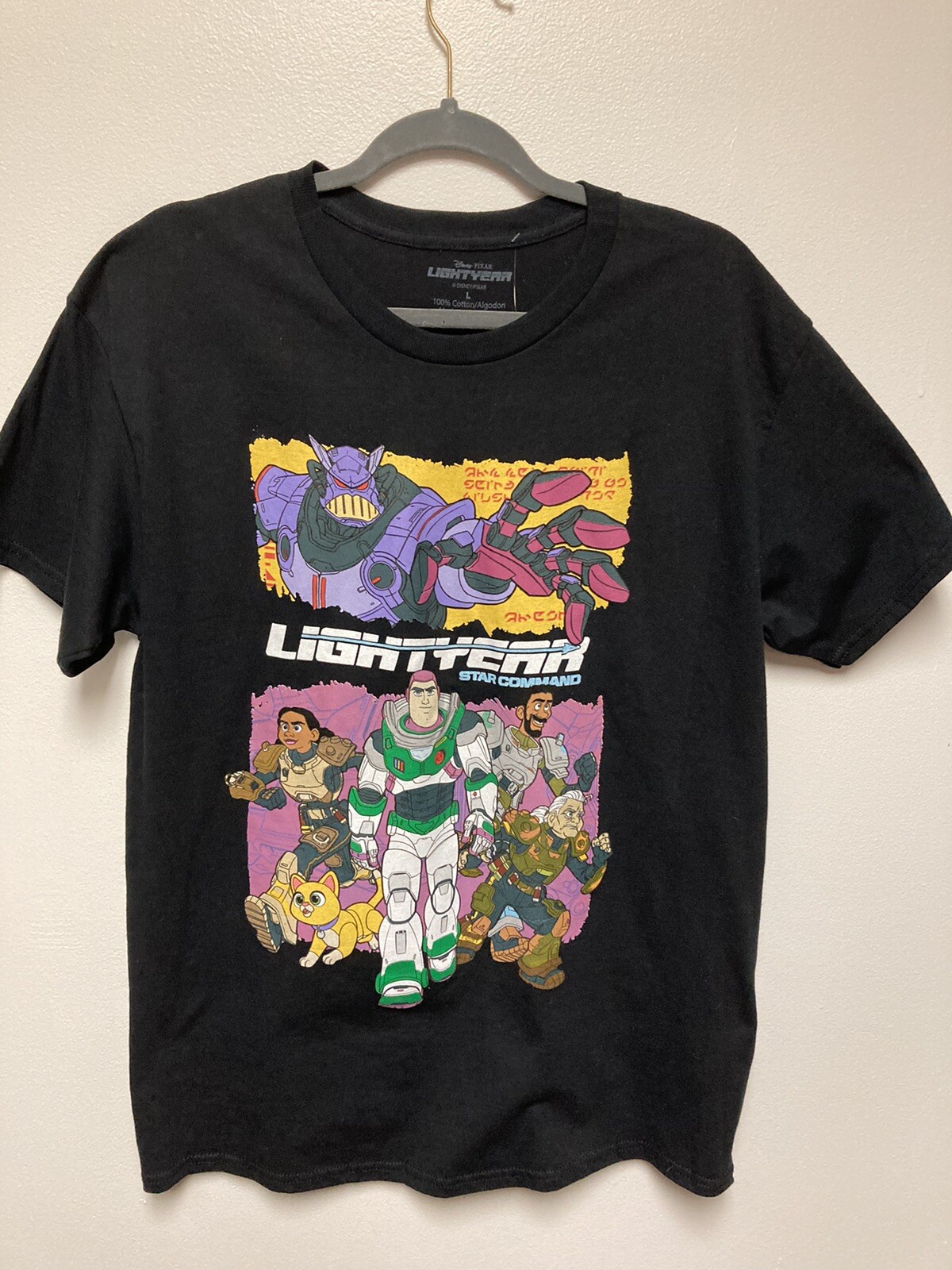 Buzz Lightyear Star Command. Lg Black T Shirt Full Front Print. Disney gallery