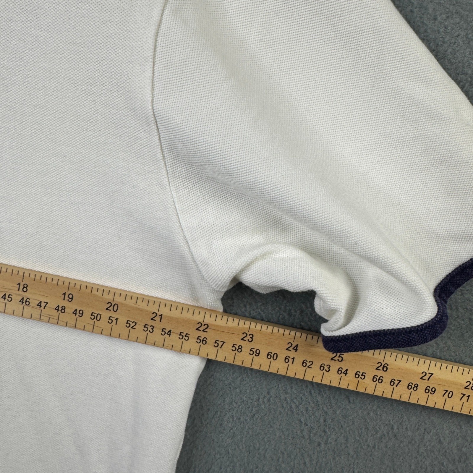 Polo Ralph Lauren Vintage Large White Henley Short Sleeve Pique T-Shirt L Trim gallery