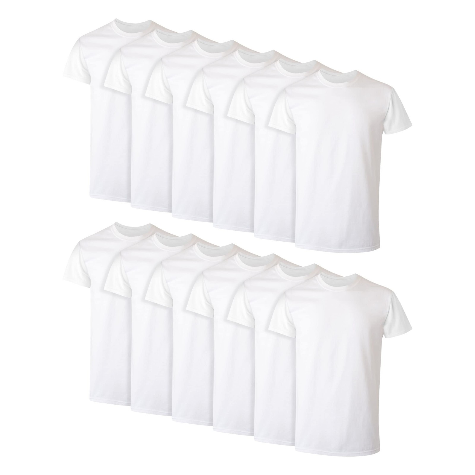 Hanes Men’s 12-Pack Crew T-Shirt, White, Large