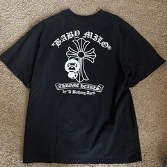 A Bathing Ape BAPE x Chrome Hearts Logo Graphic Tee Black Crew Neck L