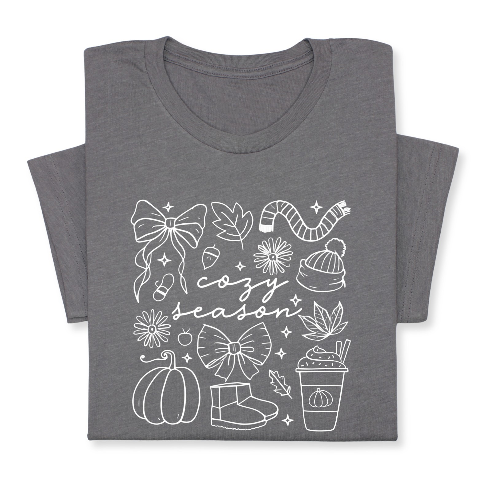Cozy Season Fall Doodle T-Shirt, Pumpkin Coffee Autumn Graphic Tee gallery