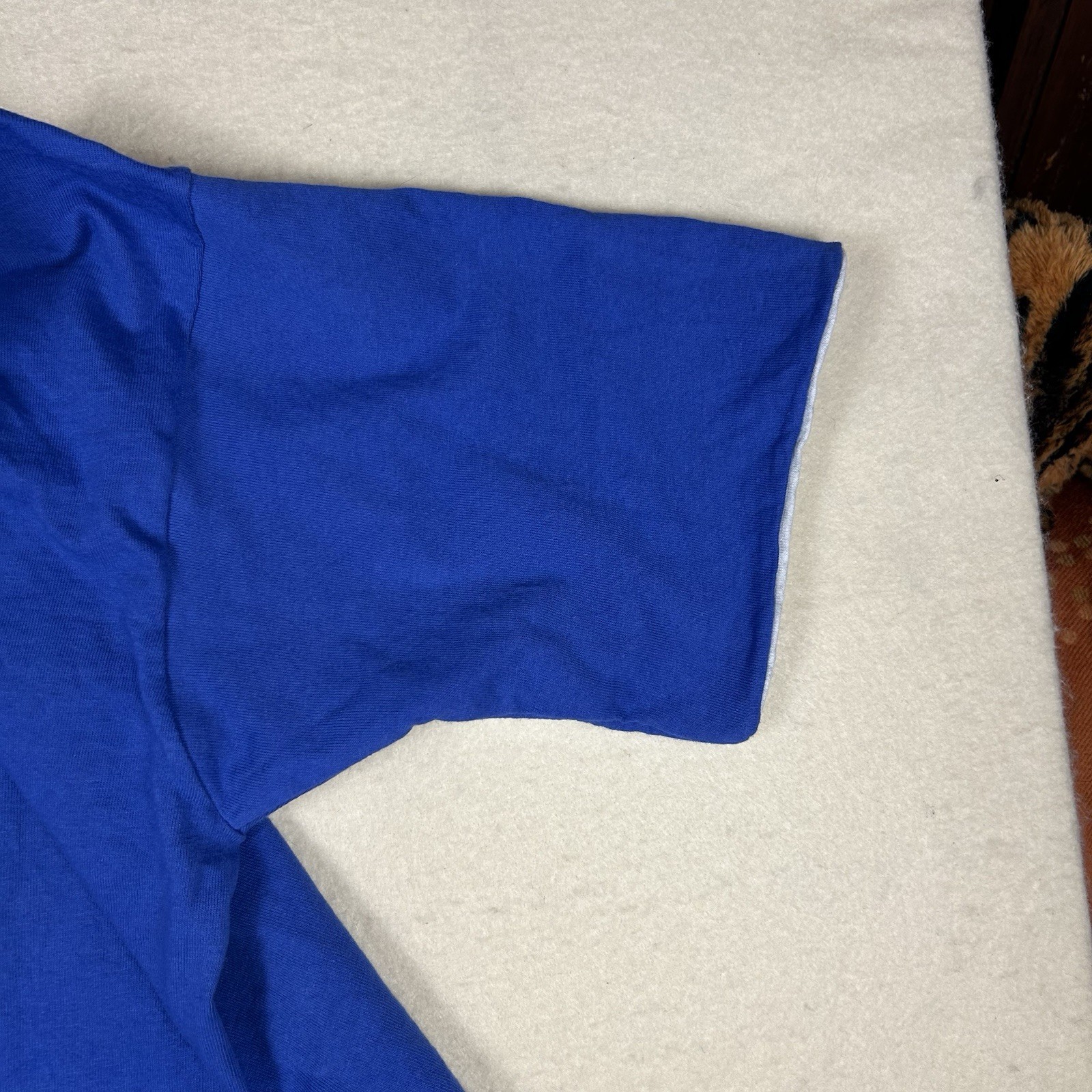 Vintage Single Stitch Double Cuff Fruit Of The Loom Blue Size Large Made In USA gallery