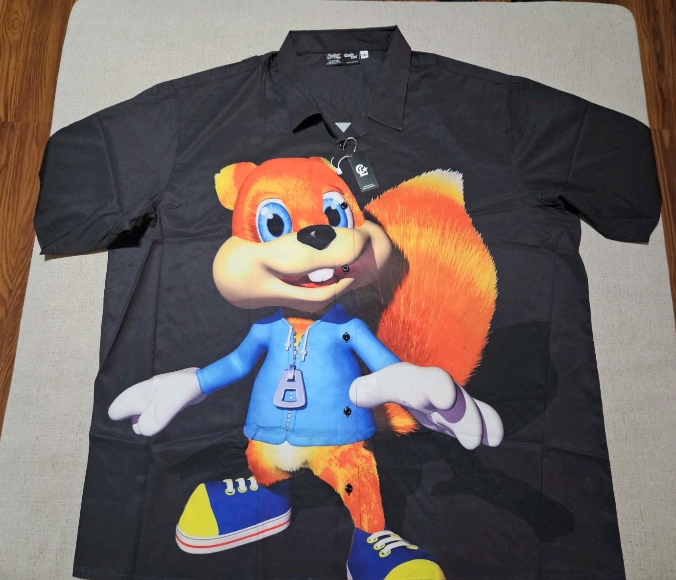 Conker’s Bad Fur Day Nintendo 64 Chalk Line Button Up Shirt Men’s Size XXXL NWT