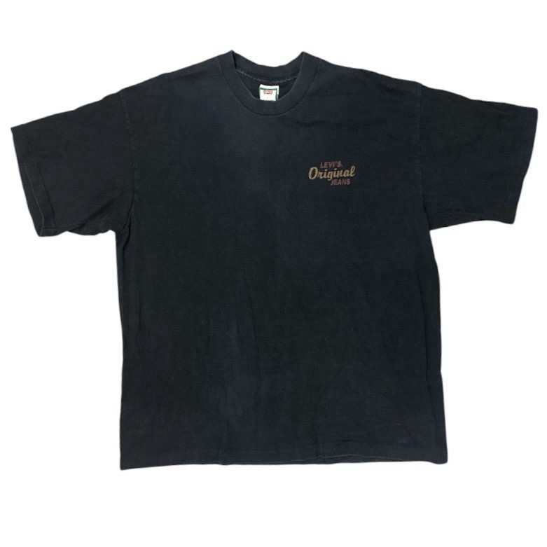 Vintage 90s Levi’s Original Jeans T Shirt USA Made Single Stitch Black Size L