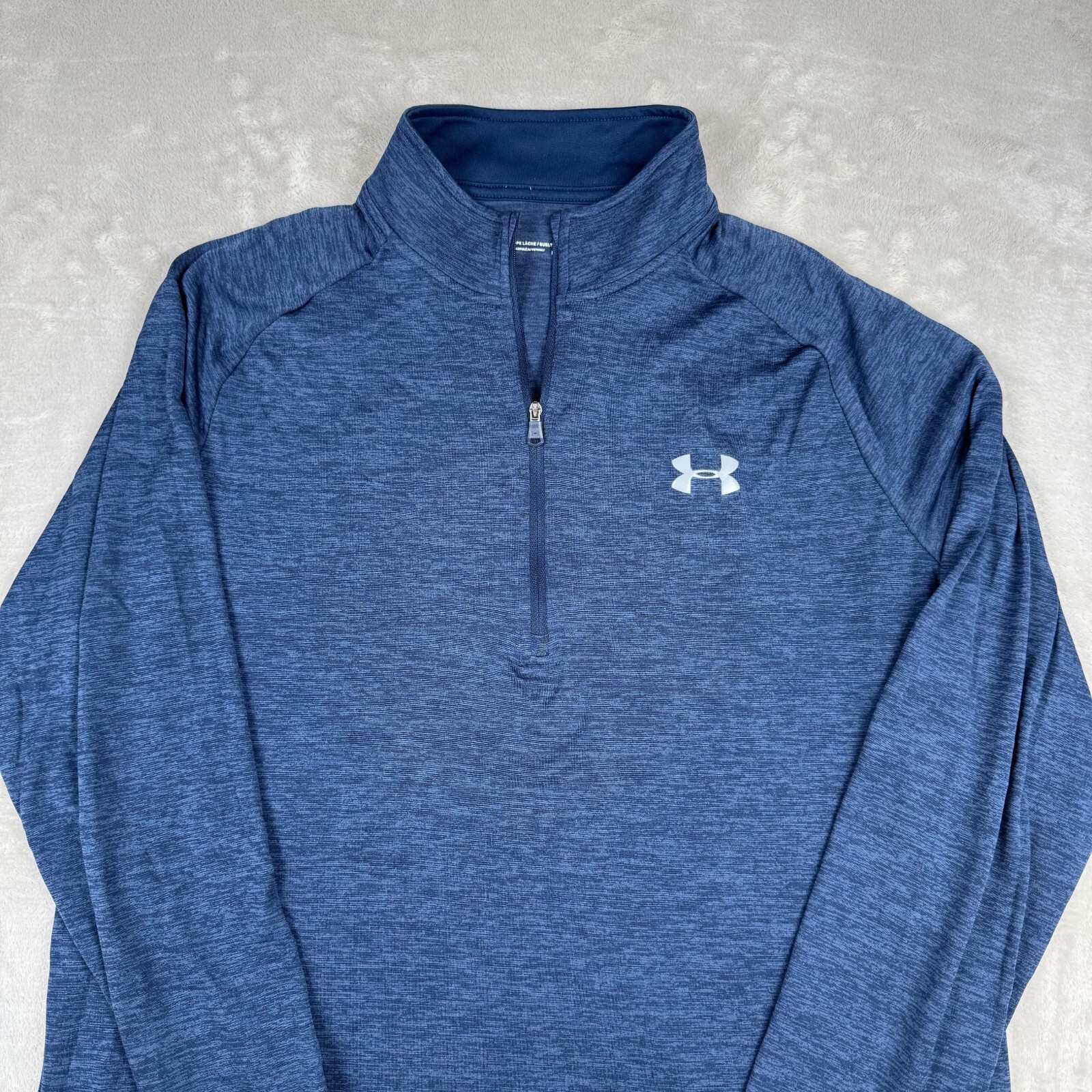 Under Armour Mens L 1/4 Zip Blue Pullover Performance Loose Heatgear Golf gallery