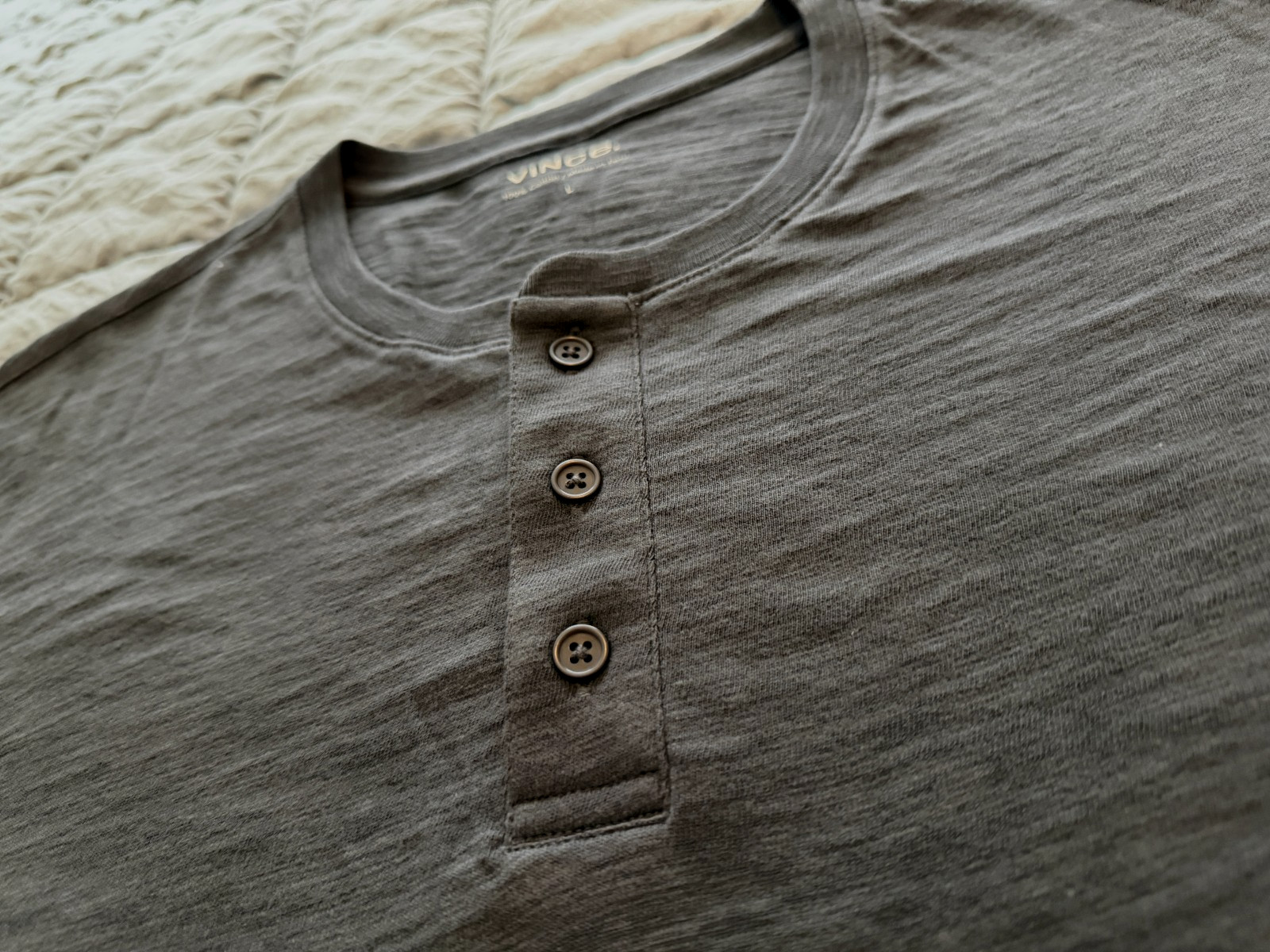 Vince sphere dark grey long sleeve henley shirt L mens NEW MS1309385 gallery