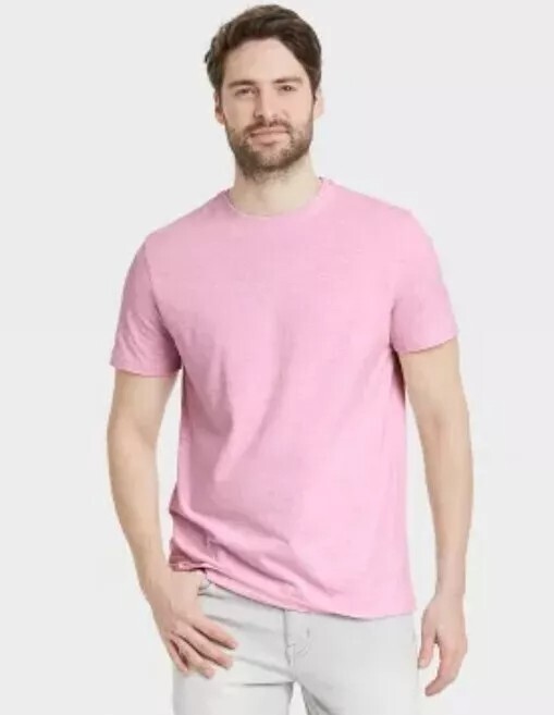 Goodfellow & Co Mens Short Sleeve Novelty T-Shirt Pullover – Pink Size Large