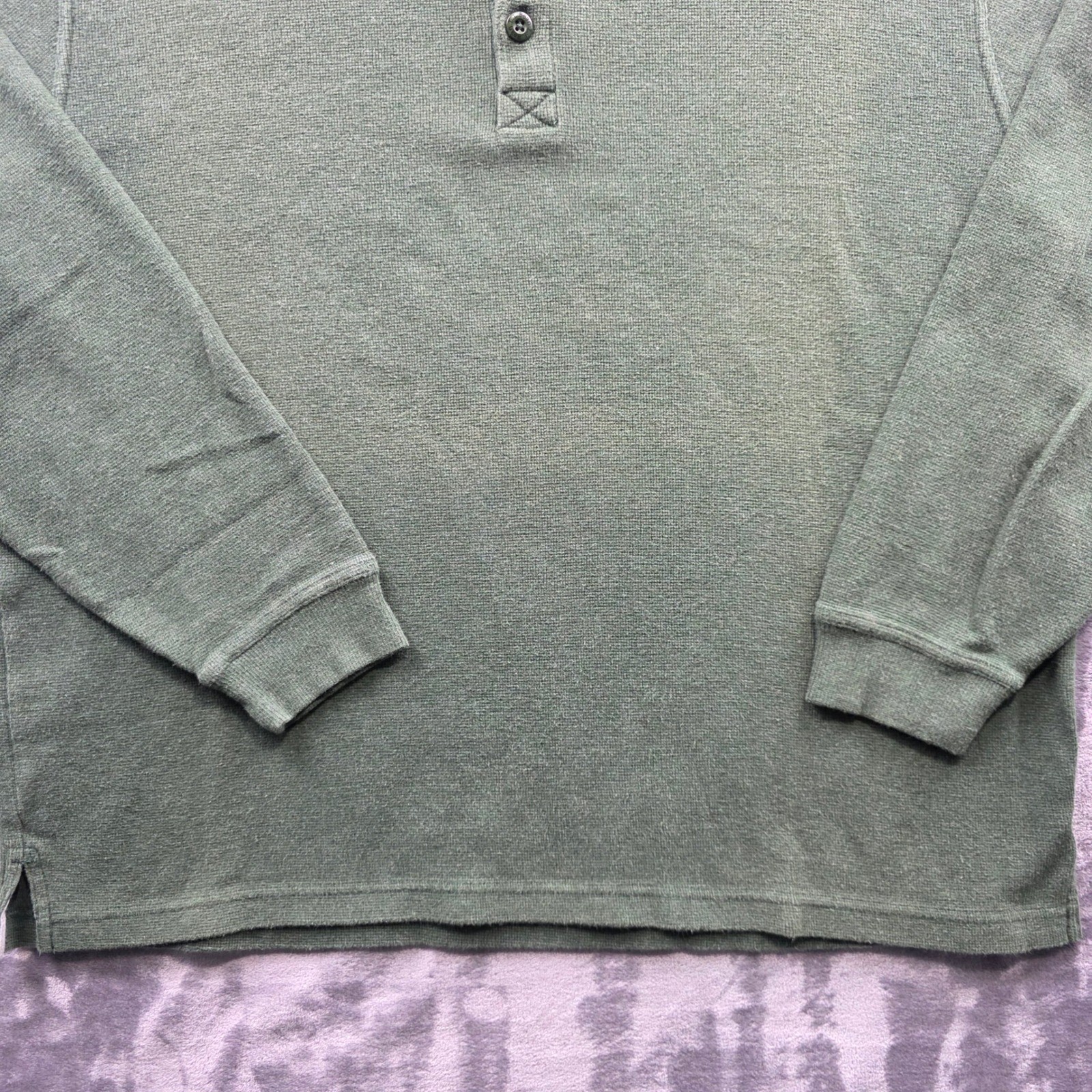 L.L. Bean Henley Shirt XL Green Mens Regular Fit Cotton Waffle Thermal Outdoor gallery