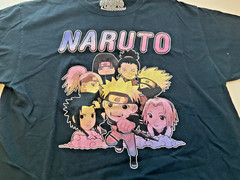 Naruto Shippuden Ripple Junction Anime Black Uni T-shirt (L) Pink/Yellow Ombre