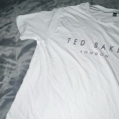 Ted Baker Men’s M White Cotton Logo Crew Neck Short Sleeve T-Shirt