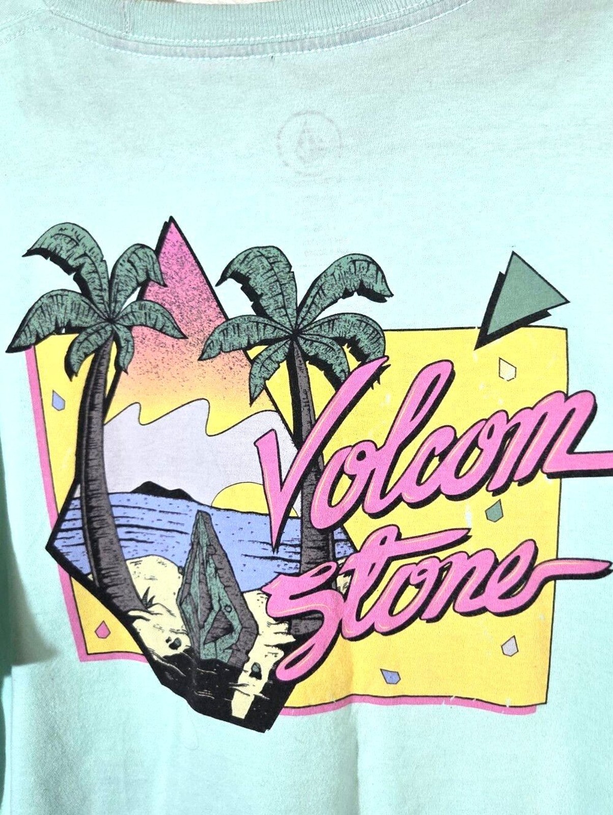 Volcom Stone Mens L Mint Green Graphic T Shirt Surf Skate Beach Tropical gallery