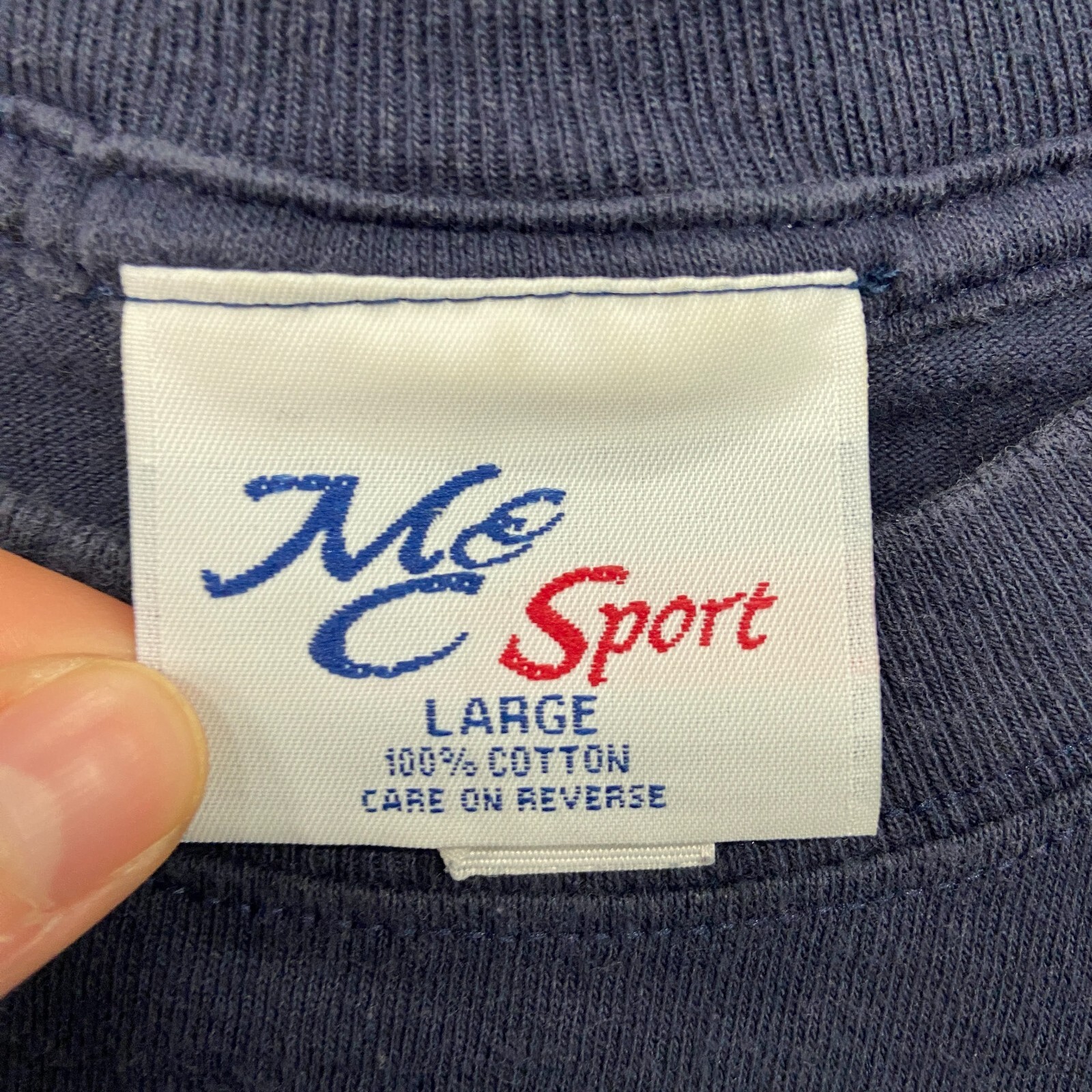 Vintage MC Sports Shirt Men's Large Blue Made In USA Retro Grandpacore 80s 90s gallery