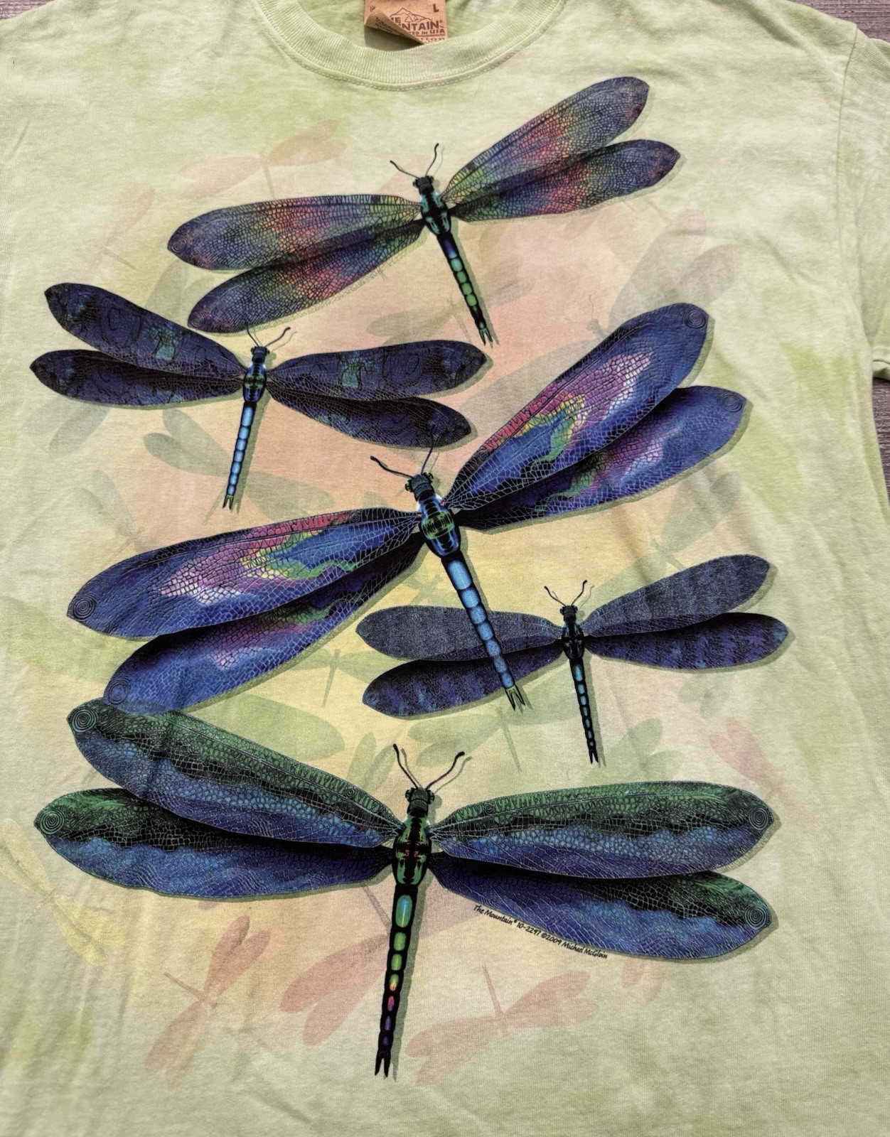 The Mountain Dragonfly Shirt Adult Large Green Tie Dye 2009 Y2K Retired Logo gallery