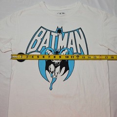 Retro Batman Small Tee Shirt White DC Comics Blue and Black Graphic