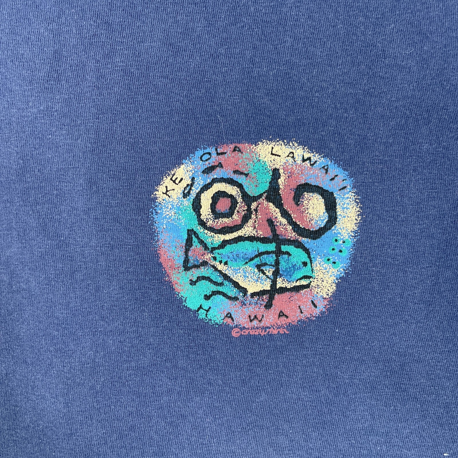 Vtg Crazy Hawaii T-Shirt Mens L Navy Fisherman Lives Forever Graphic Crew Neck gallery