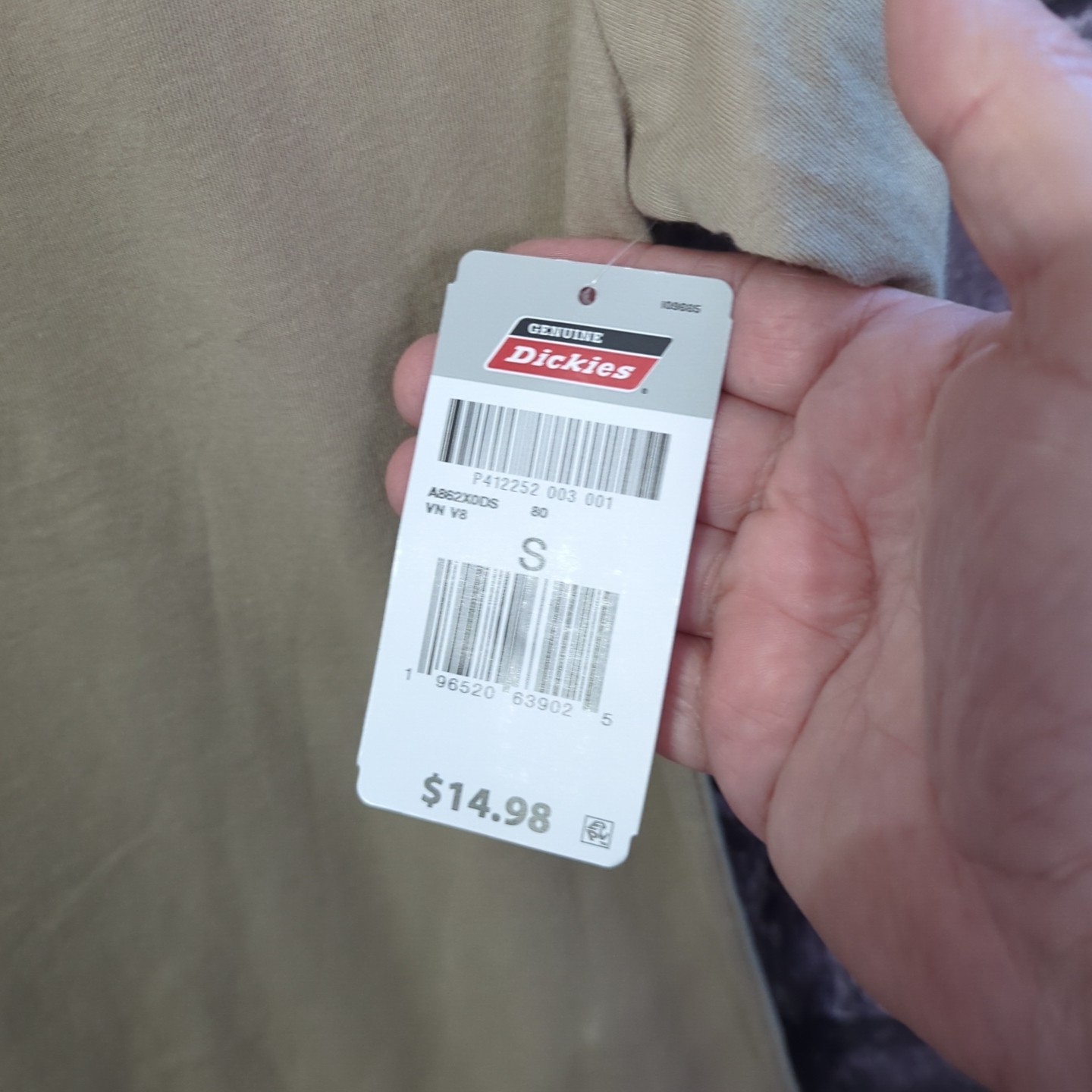Genuine Dickies Graphic Logo Short Sleeve Men's Size S T-Shirt Light Tan NWT! gallery