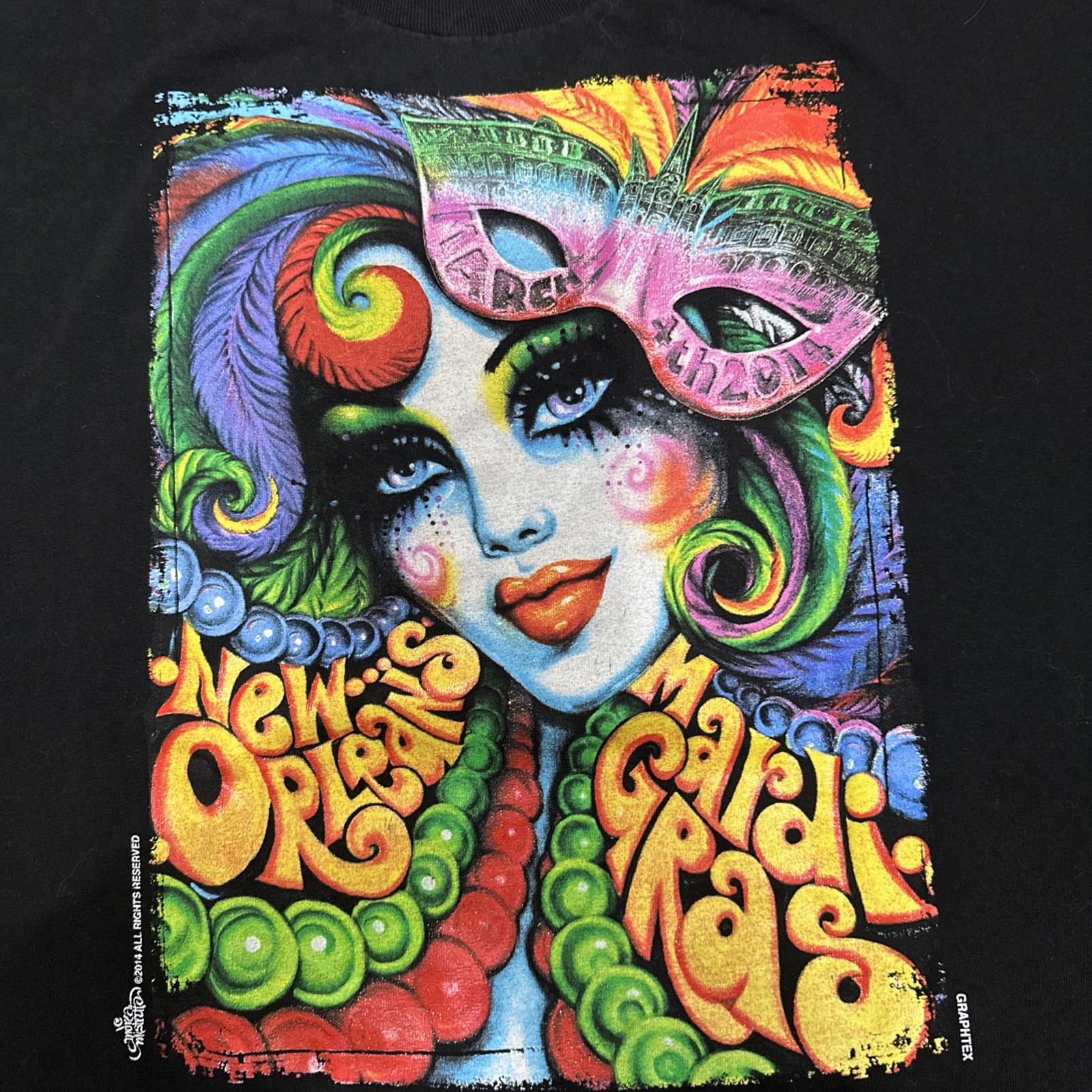 2014 Official Andrea Mistretta Mardi Gras Tee T Shirt Size M Black gallery