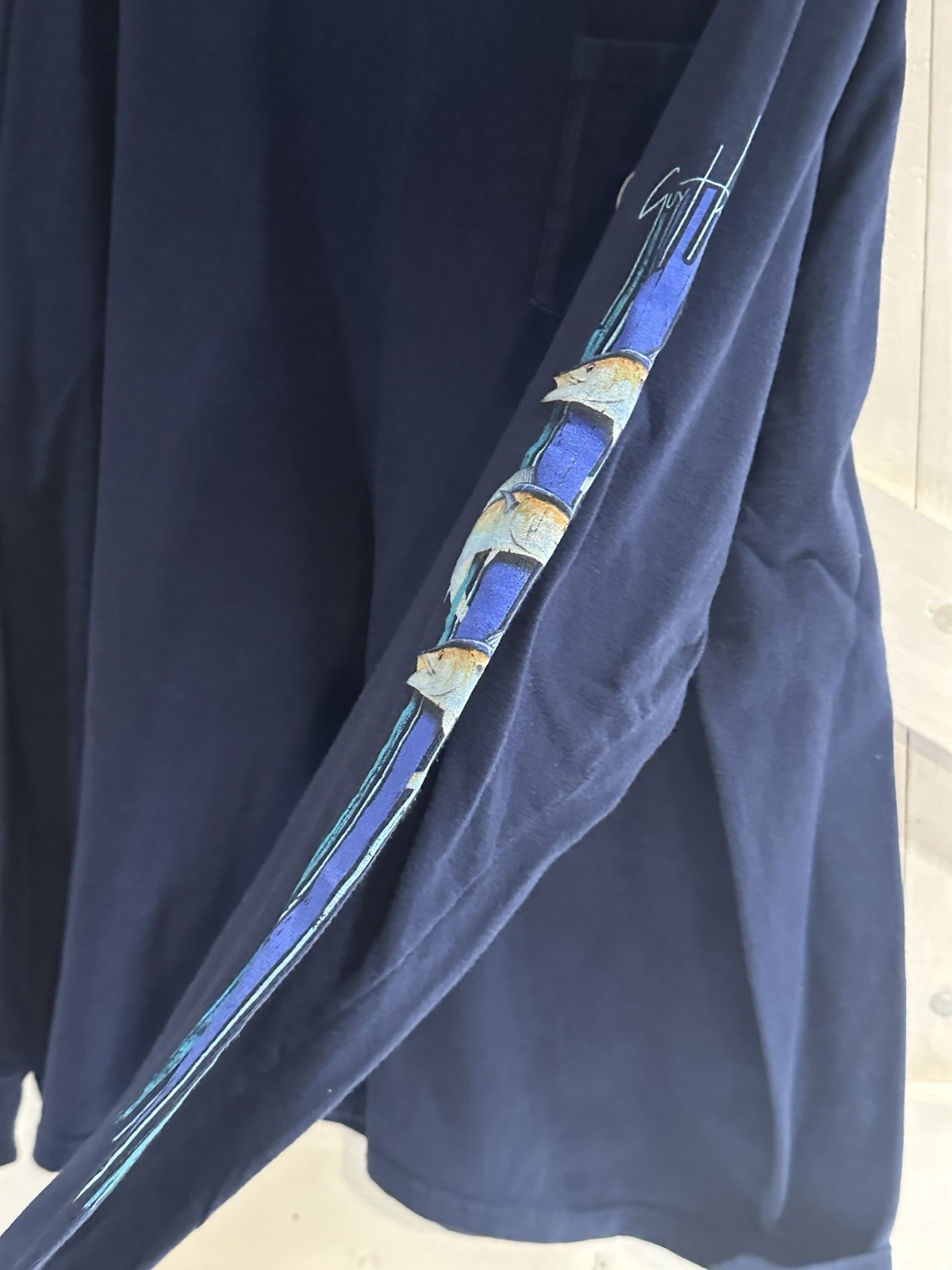 Vtg Guy Harvey by AFTCO Men’s XL Navy Fishing Shirt Long Sleeve Pocket Graphic gallery