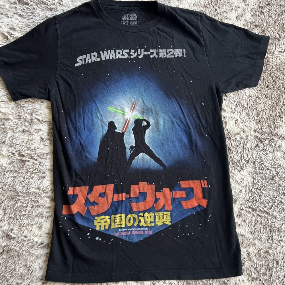 Star Wars Empire Strikes Back Japanese Graphic T-Shirt Adult Small Black