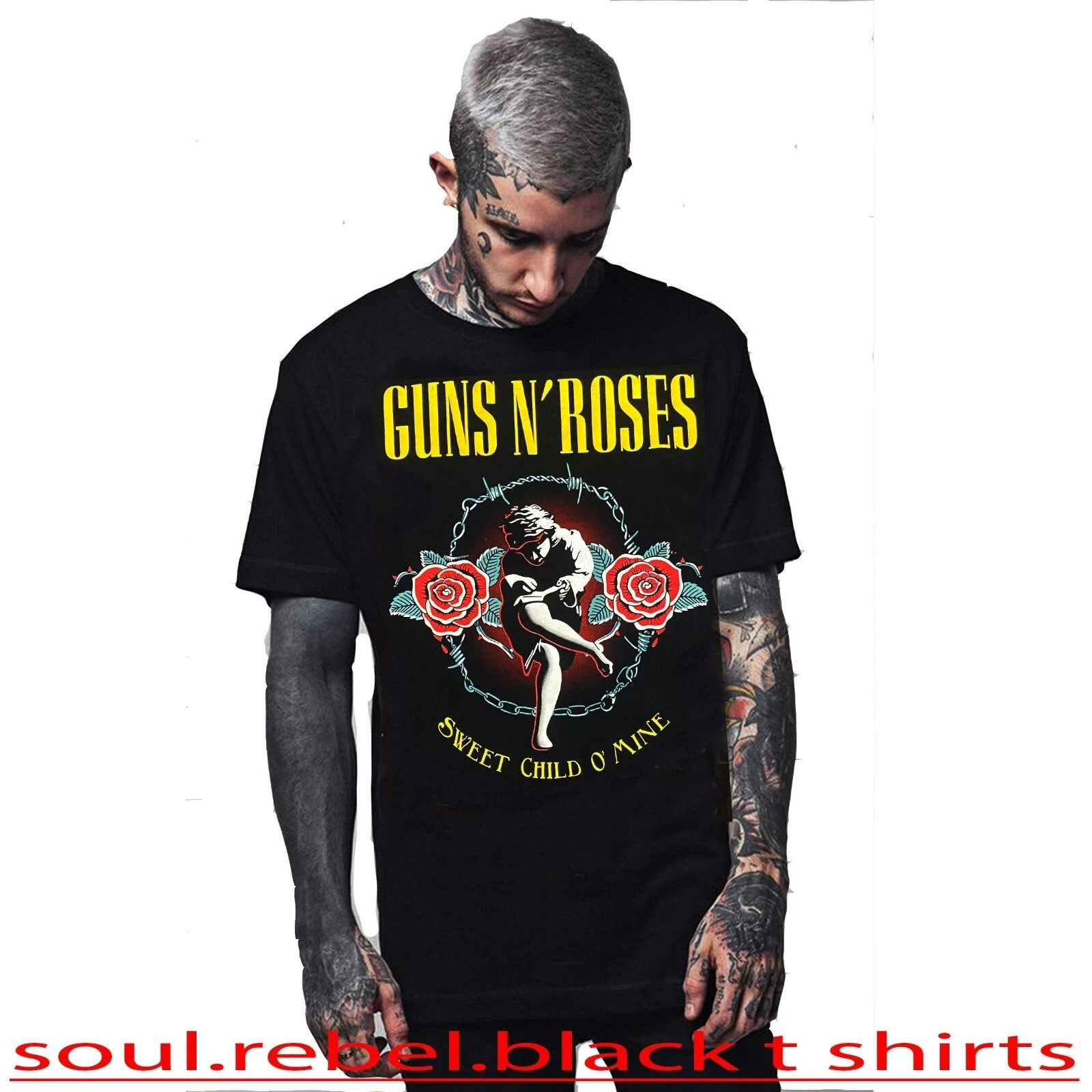GUNS AND ROSES SWEET CHILD ON MINE HARD ROCK BLACK T SHIRT MEN'S SIZES gallery