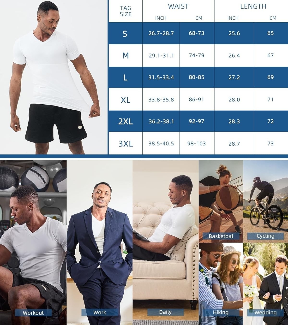 Mens Chest Compression Shirt for Gynecomastia Slimming Body Shaper V Neck Top gallery