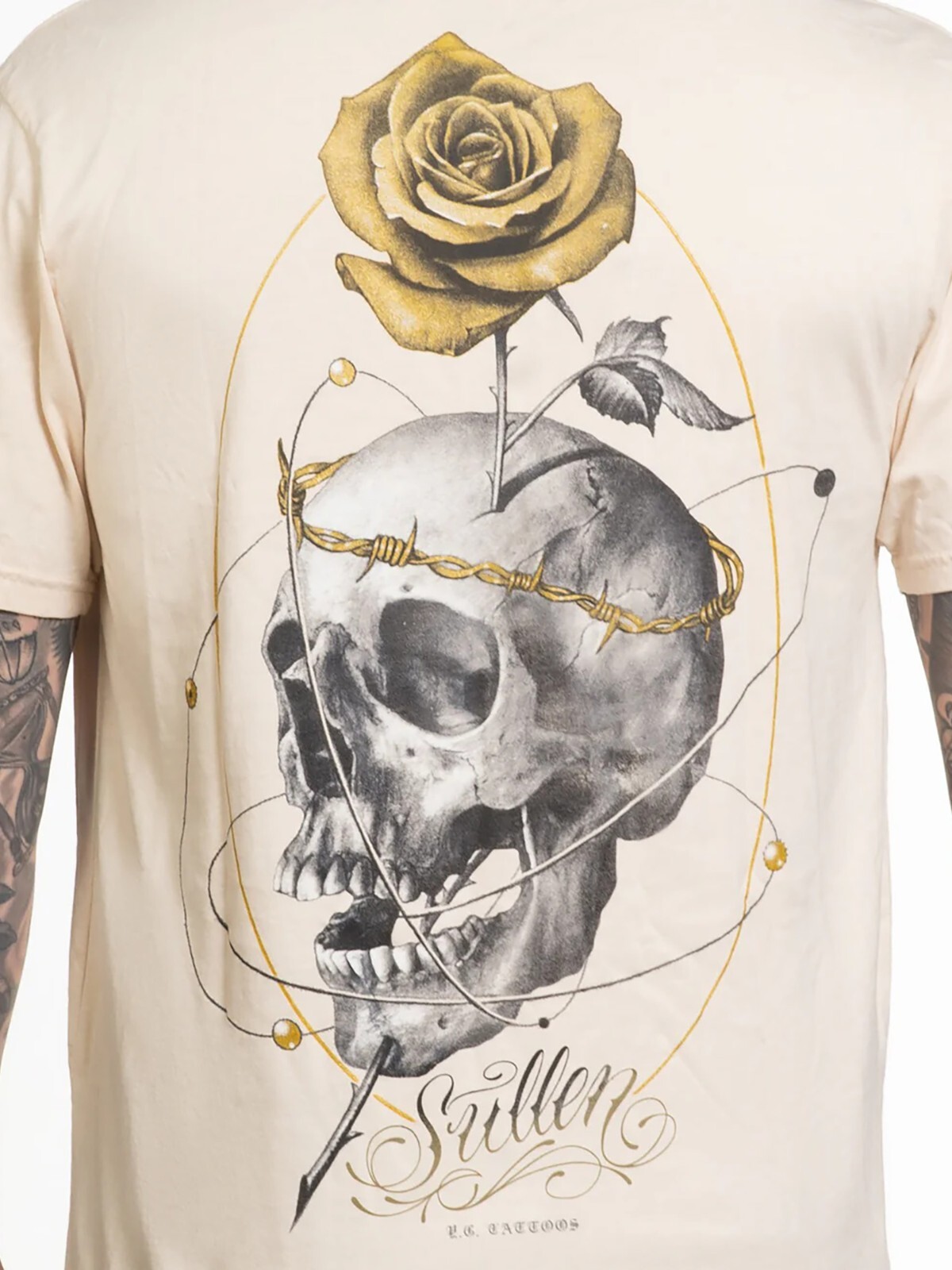 Sullen Men's Orbital Short Sleeve Premium T-shirt Tattoo Skull and Rose Logo Tee gallery
