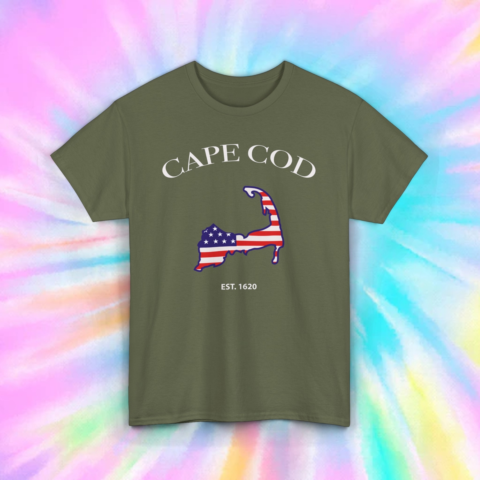 Cape Cod Map T-Shirt | Est. 1620 American Flag Graphic Tee | Patriotic Cape Cod gallery