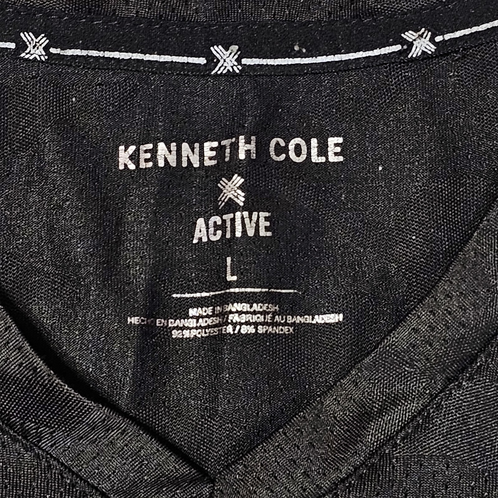 Kenneth Cole V-Neck T-Shirt Men L Black Mesh Camo Polyester Spandex gallery